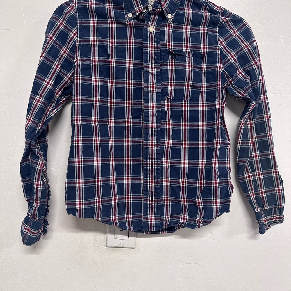 Navy Plaid Button-Up Shirt used